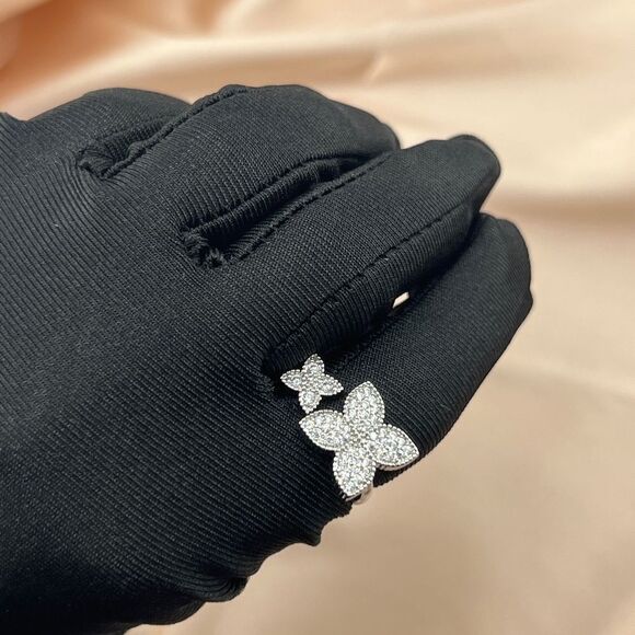 Elegant Floral Double Open Ring Set - Picture 3 of 7